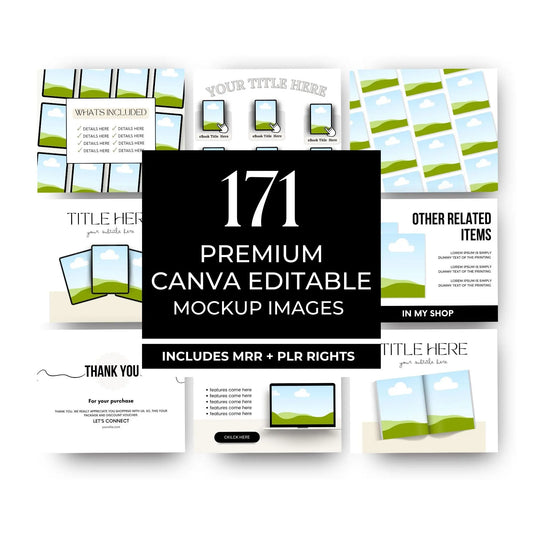 171 Canva Mockup Templates for Digital Products | PLR + MRR Bundle for Etsy & Shopify Sellers Boundless PLR