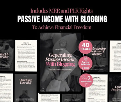 Blogging for Passive Income: Canva Editable Guide with PLR + MRR Rights Boundless PLR