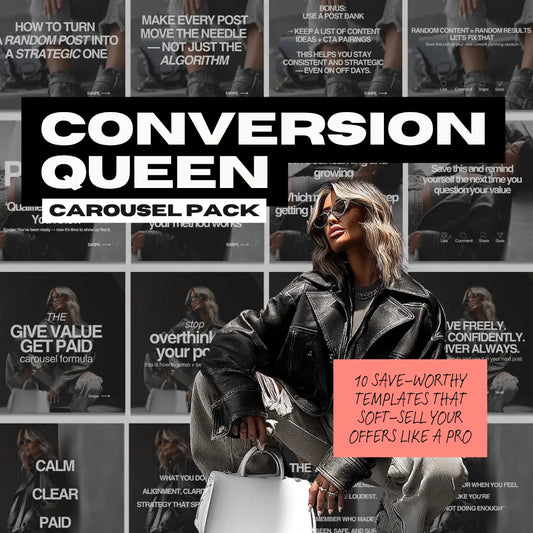 Conversion Queen Carousel Pack – 94 Editable Canva Instagram Templates with PLR & MRR Resell Rights Boundless PLR