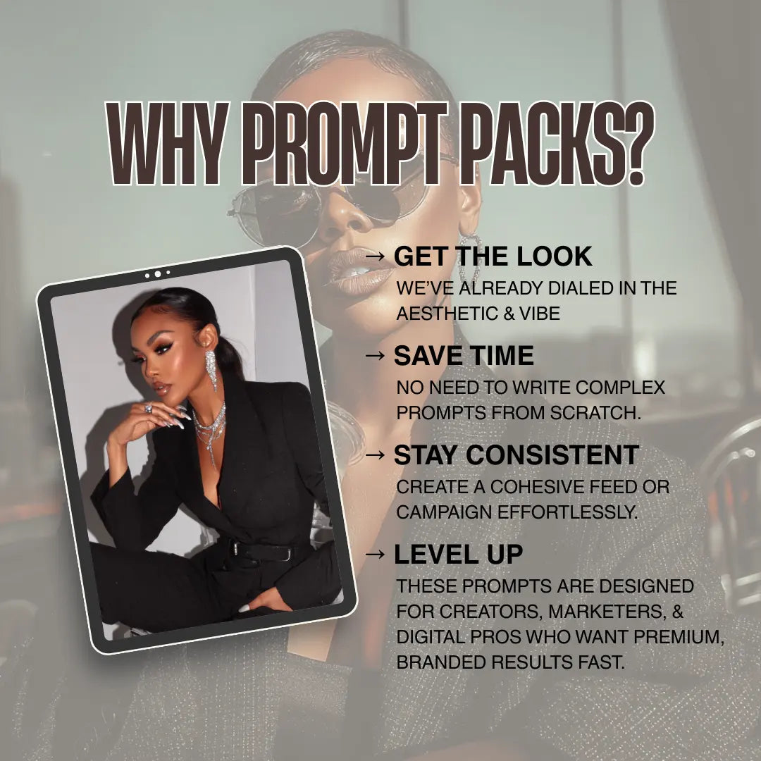 Influencer Energy Prompt Pack | AI Photography Prompts | Canva Editable | PLR + MRR Resell Rights Boundless PLR