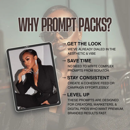 Influencer Energy Prompt Pack | AI Photography Prompts | Canva Editable | PLR + MRR Resell Rights Boundless PLR