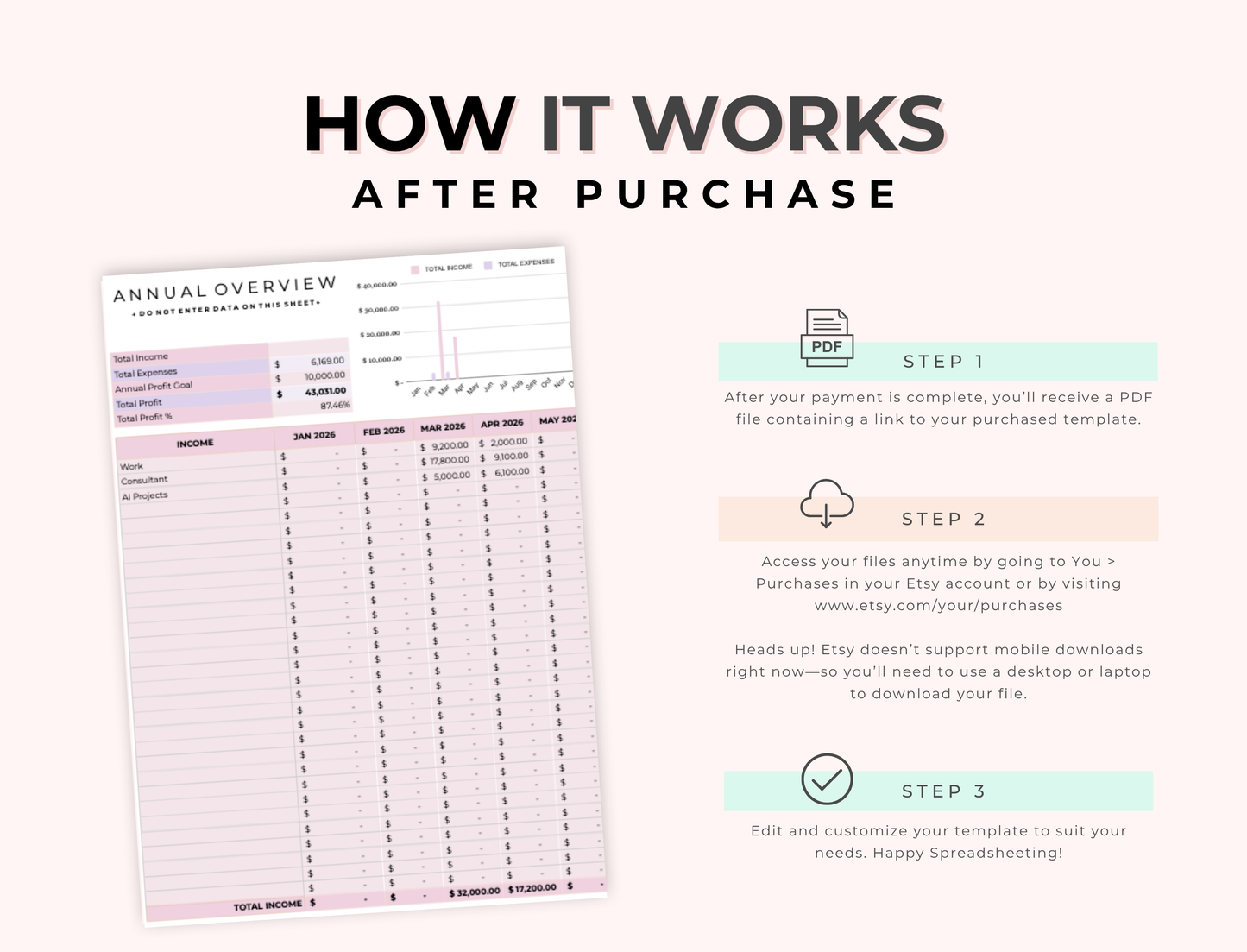 PLR Google Sheets, Simple Bookkeeping Spreadsheet Template with MRR & PLR Resell Rights Boundless PLR
