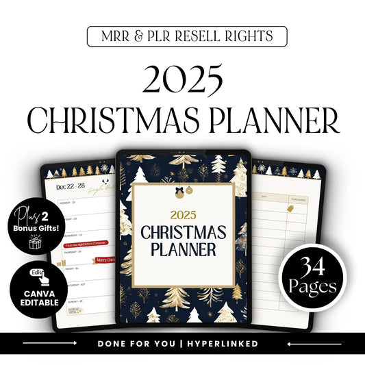 2025 Christmas Planner | Canva Editable Template with MRR and PLR Boundless PLR