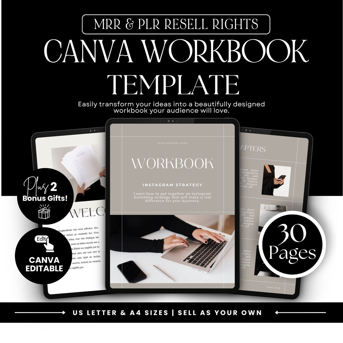 The Content Creator's Ebook Template Bundle | 7 Canva Ebook & Workbook Templates | MRR PLR Resell Rights | Digital Product Sellers Coaches Creators Boundless PLR