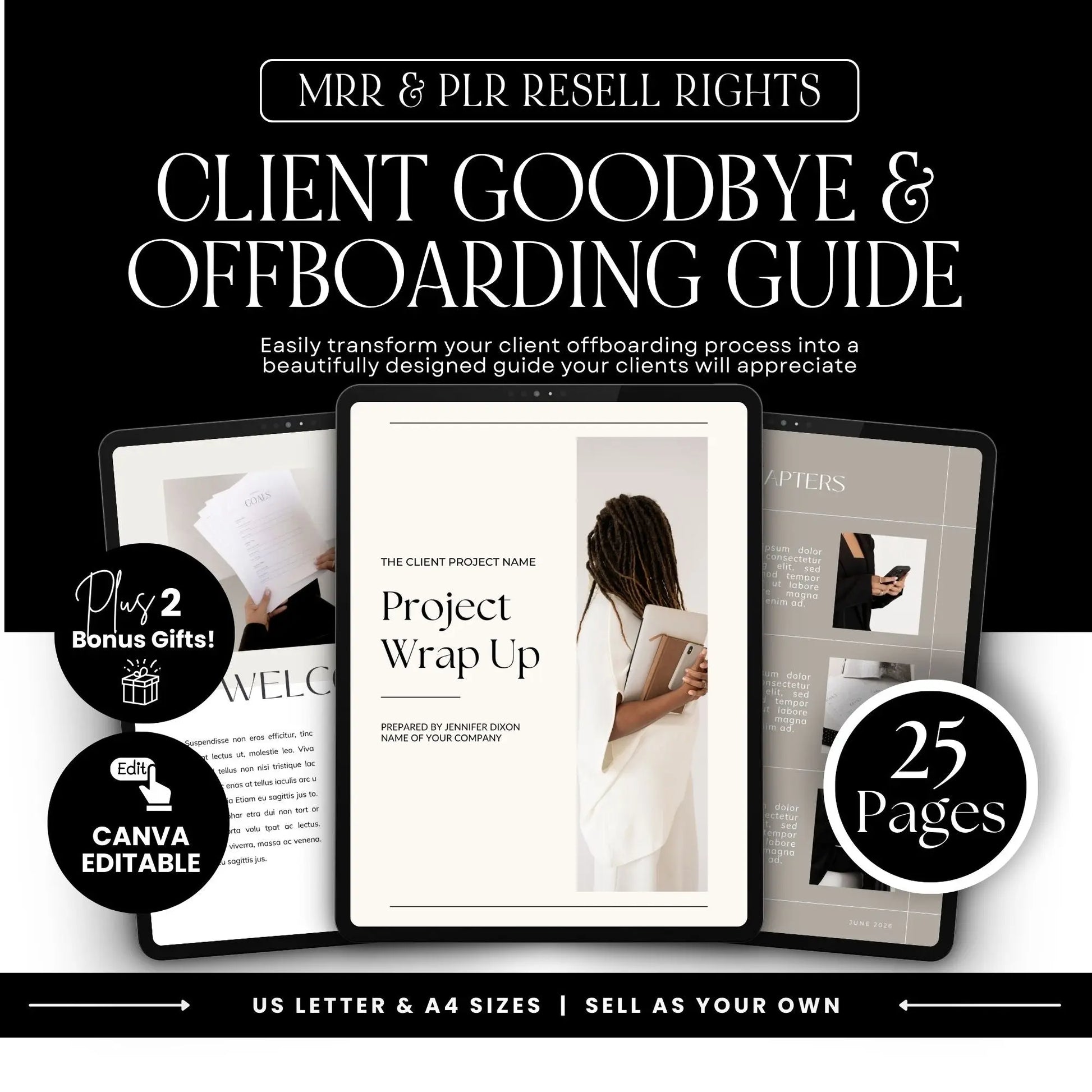 Client Offboarding Guide Template – Canva Editable Goodbye Packet with PLR + MRR Rights Boundless PLR