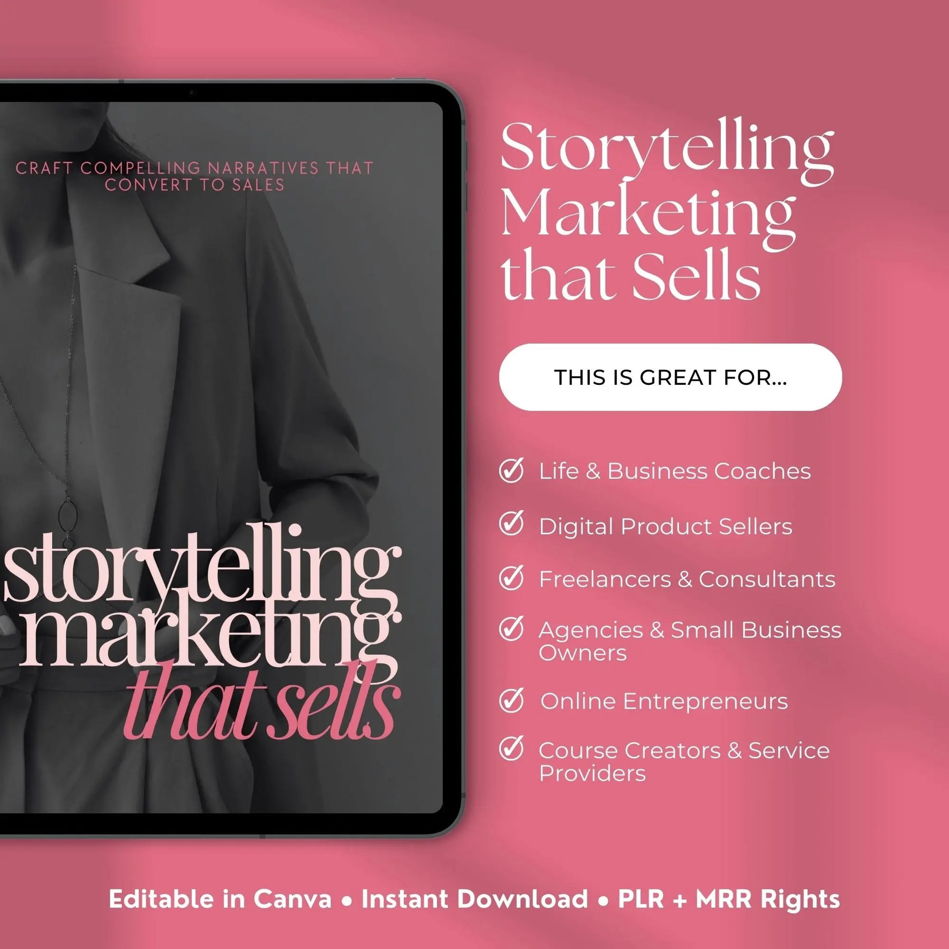 Storytelling that Sells Marketing eBook: Canva Editable Template with PLR & MRR Rights Boundless PLR