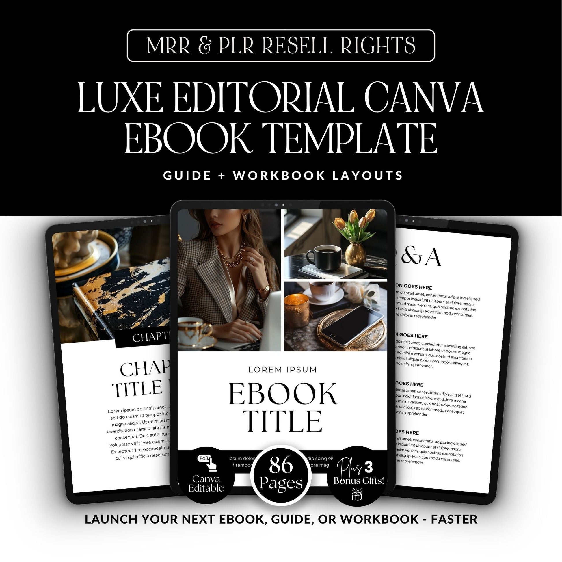 The Content Creator's Ebook Template Bundle | 7 Canva Ebook & Workbook Templates | MRR PLR Resell Rights | Digital Product Sellers Coaches Creators Boundless PLR