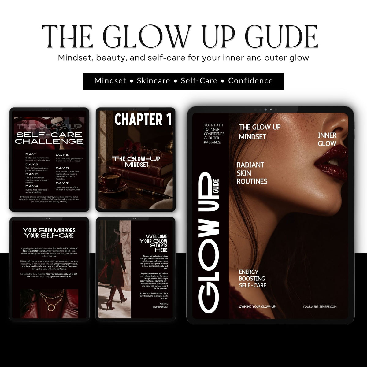 Glow Up Guide PLR Ebook | Editable Canva Template + Master Resell Rights