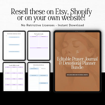 Prayer Journal Bundle | PLR & MRR Resell Rights | Canva Editable Boundless PLR