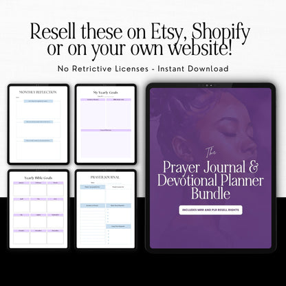 PLR MRR Prayer Journal & Planner Bundle | Black Girl Planner | Resell Rights | Canva Editable Boundless PLR