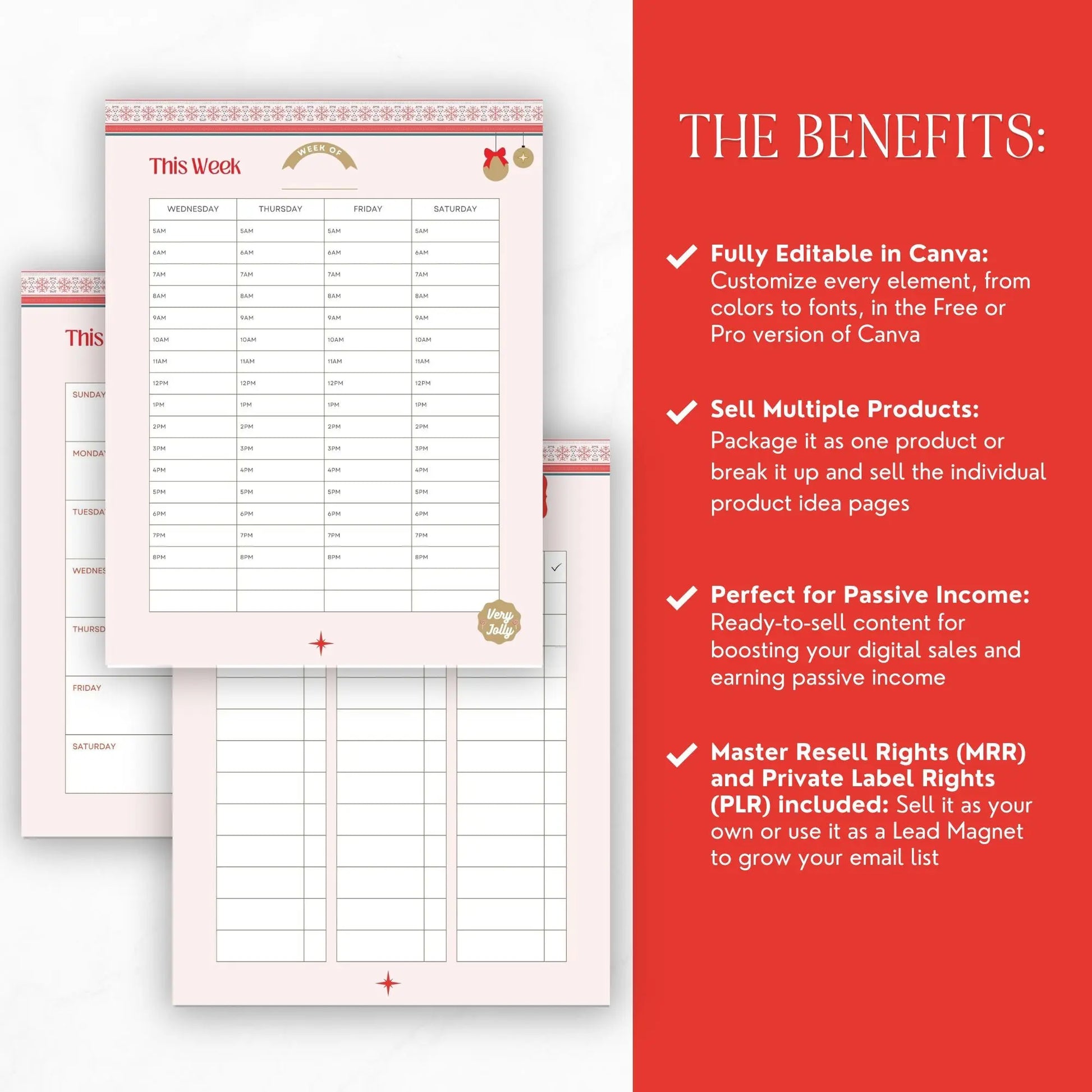 2025 Canva Editable Christmas Planner | Holiday Planner Template with PLR & MRR Resell Rights Boundless PLR