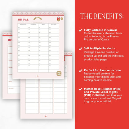 2025 Canva Editable Christmas Planner | Holiday Planner Template with PLR & MRR Resell Rights Boundless PLR