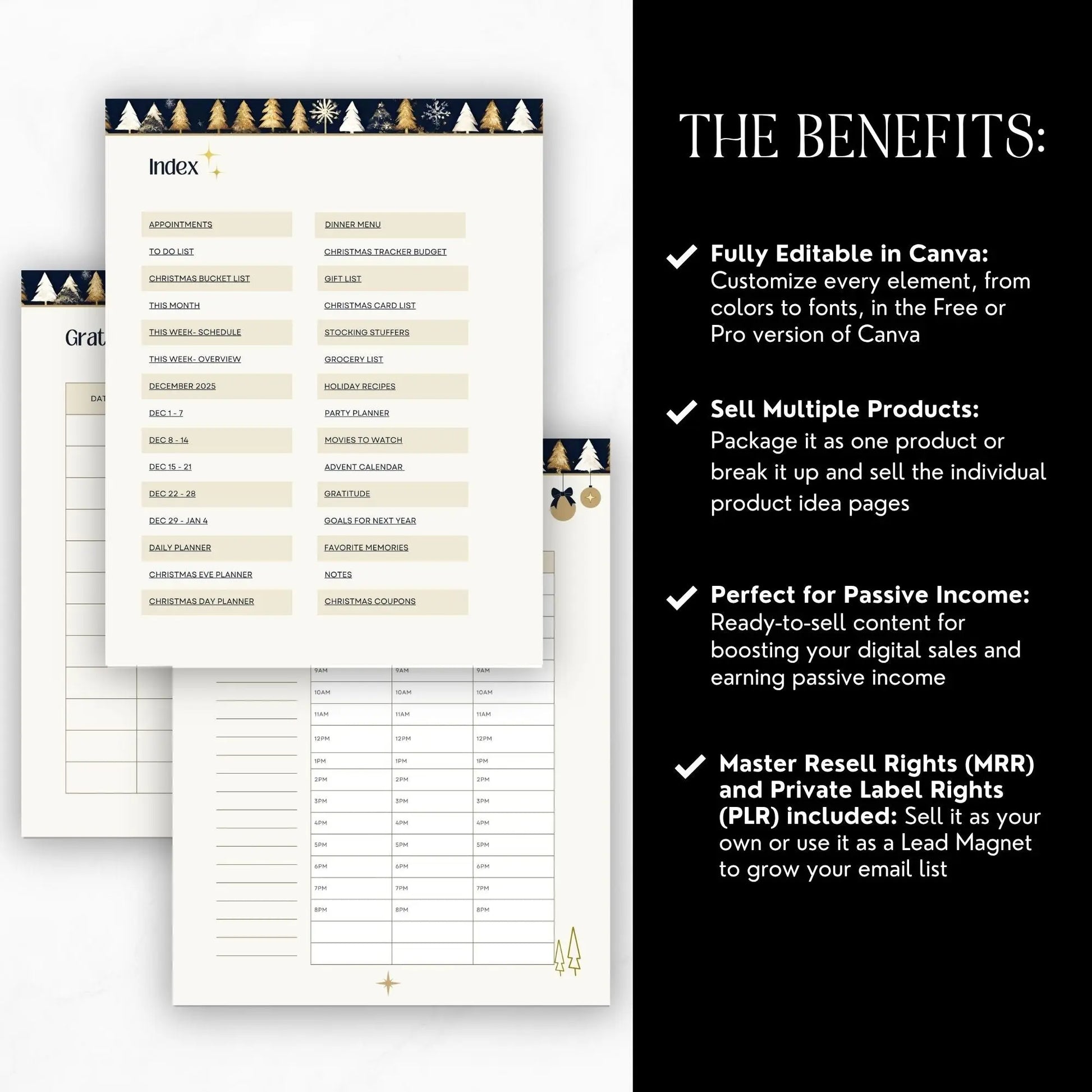 2025 Christmas Planner | Canva Editable Template with MRR and PLR Boundless PLR