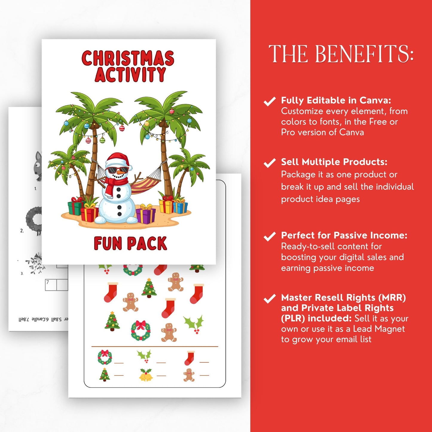 Christmas Activity Mega Pack – 500+ Printable Coloring Pages, Puzzles, Worksheets | Canva Editable | MRR + PLR Included Boundless PLR