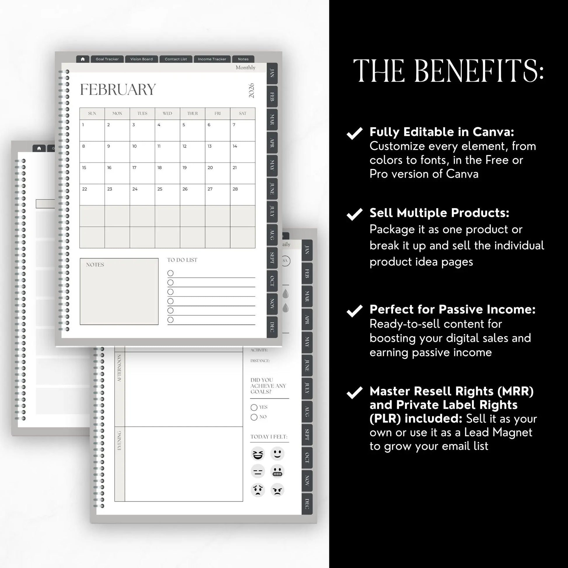 2026 Digital Planner Hyperlinked | Canva Editable with MRR + PLR Resell Rights Boundless PLR