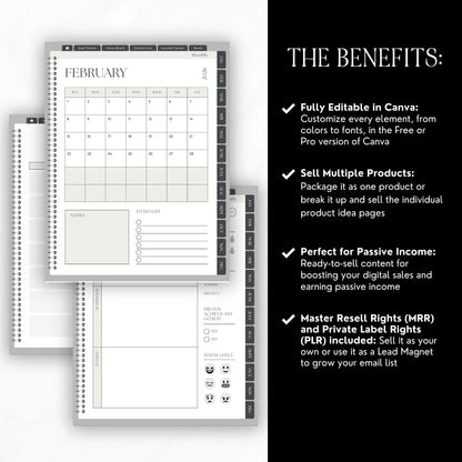 2026 Digital Planner Hyperlinked | Canva Editable with MRR + PLR Resell Rights Boundless PLR