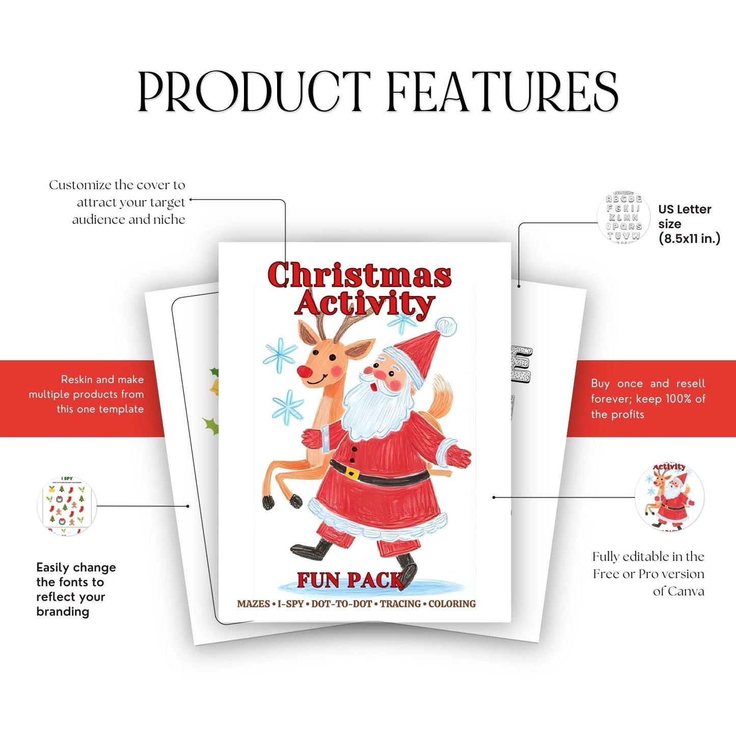 Christmas Activity Mega Pack – 500+ Printable Coloring Pages, Puzzles, Worksheets | Canva Editable | MRR + PLR Included Boundless PLR