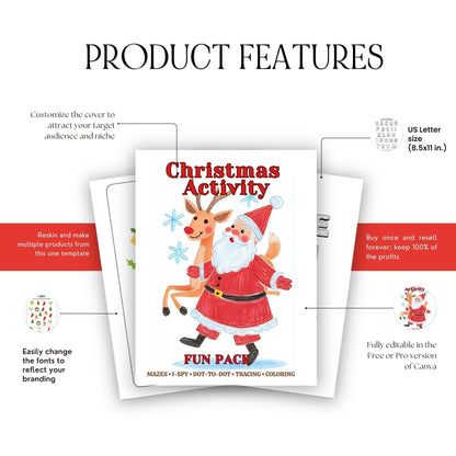 Christmas Activity Mega Pack – 500+ Printable Coloring Pages, Puzzles, Worksheets | Canva Editable | MRR + PLR Included Boundless PLR
