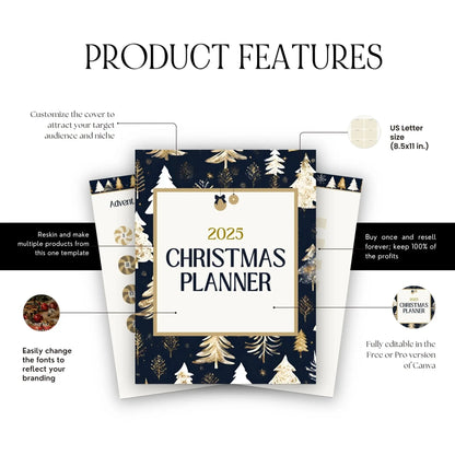 2025 Christmas Planner | Canva Editable Template with MRR and PLR Boundless PLR