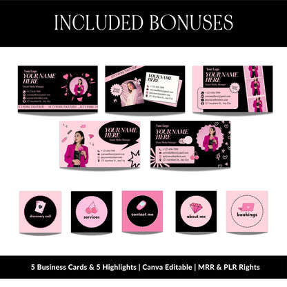 Instagram Templates Canva | Social Media Templates | Black Pink | MRR PLR Digital Products Boundless PLR