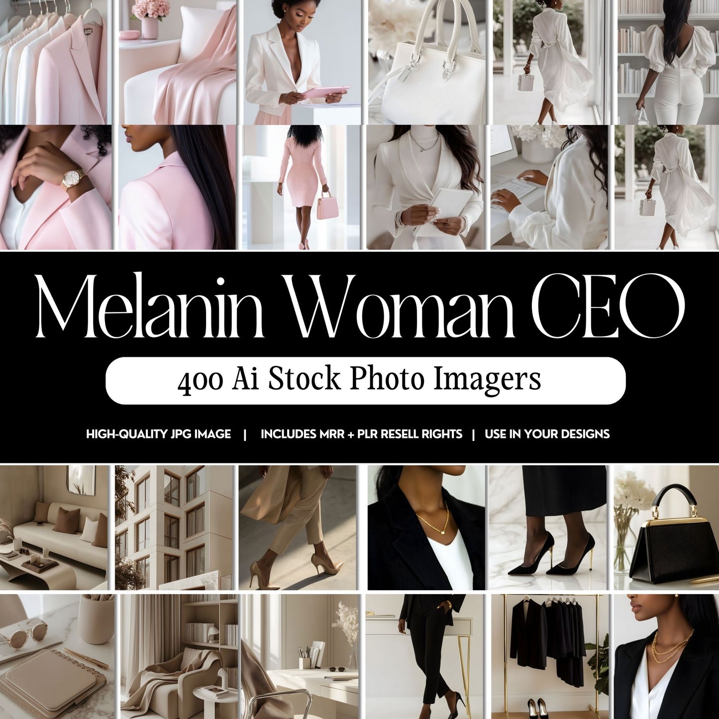 Melanin Woman CEO Stock Photo Collection – 400 Stylish & Elegant Images | PLR Stock Images | MRR & PLR Resell Rights