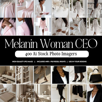 Melanin Woman CEO Stock Photo Collection – 400 Stylish & Elegant Images | PLR Stock Images | MRR & PLR Resell Rights