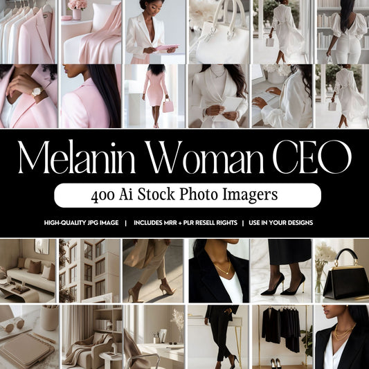 Melanin Woman CEO Stock Photo Collection – 400 Stylish & Elegant Images | PLR Stock Images | MRR & PLR Resell Rights