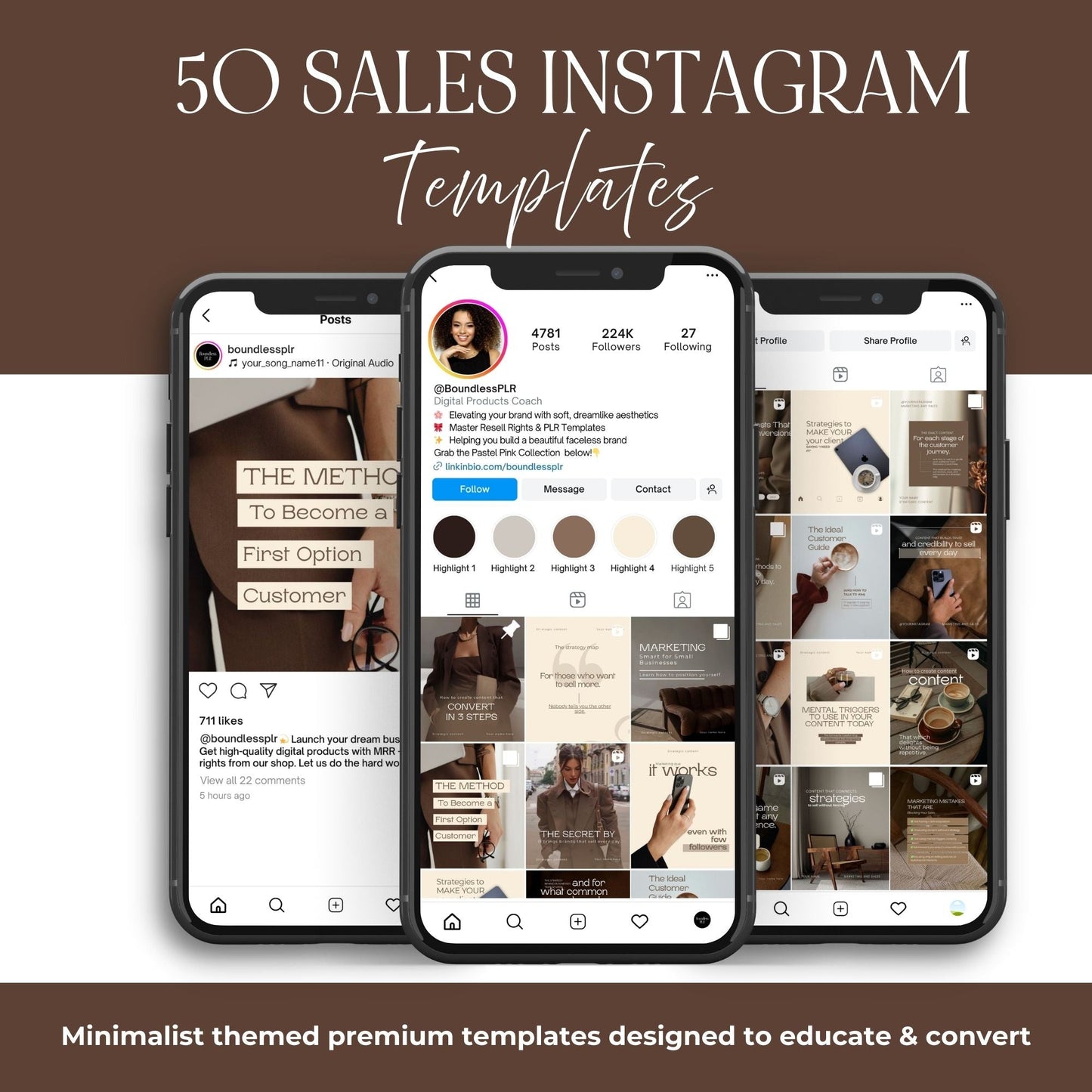 Strategic Marketing & Sales Content Pack | 40+ Instagram Templates | MRR & PLR Boundless PLR
