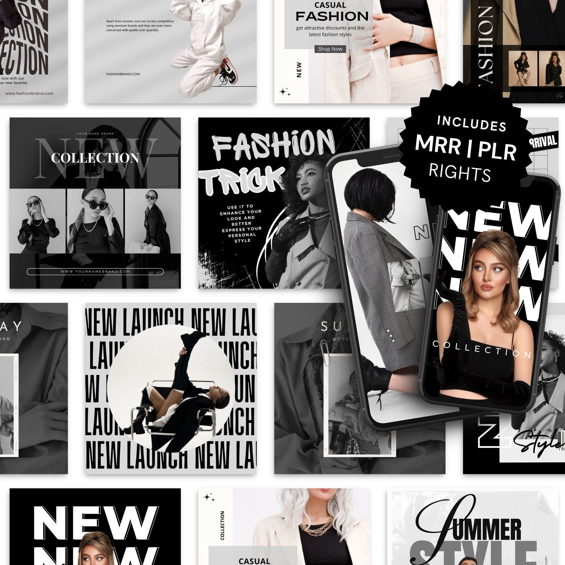 Fashion Social Media Templates | Canva Editable | MRR & PLR Resell Rights – 3 Sizes (1080×1080, 1080×1350, 1080×1920) Boundless PLR