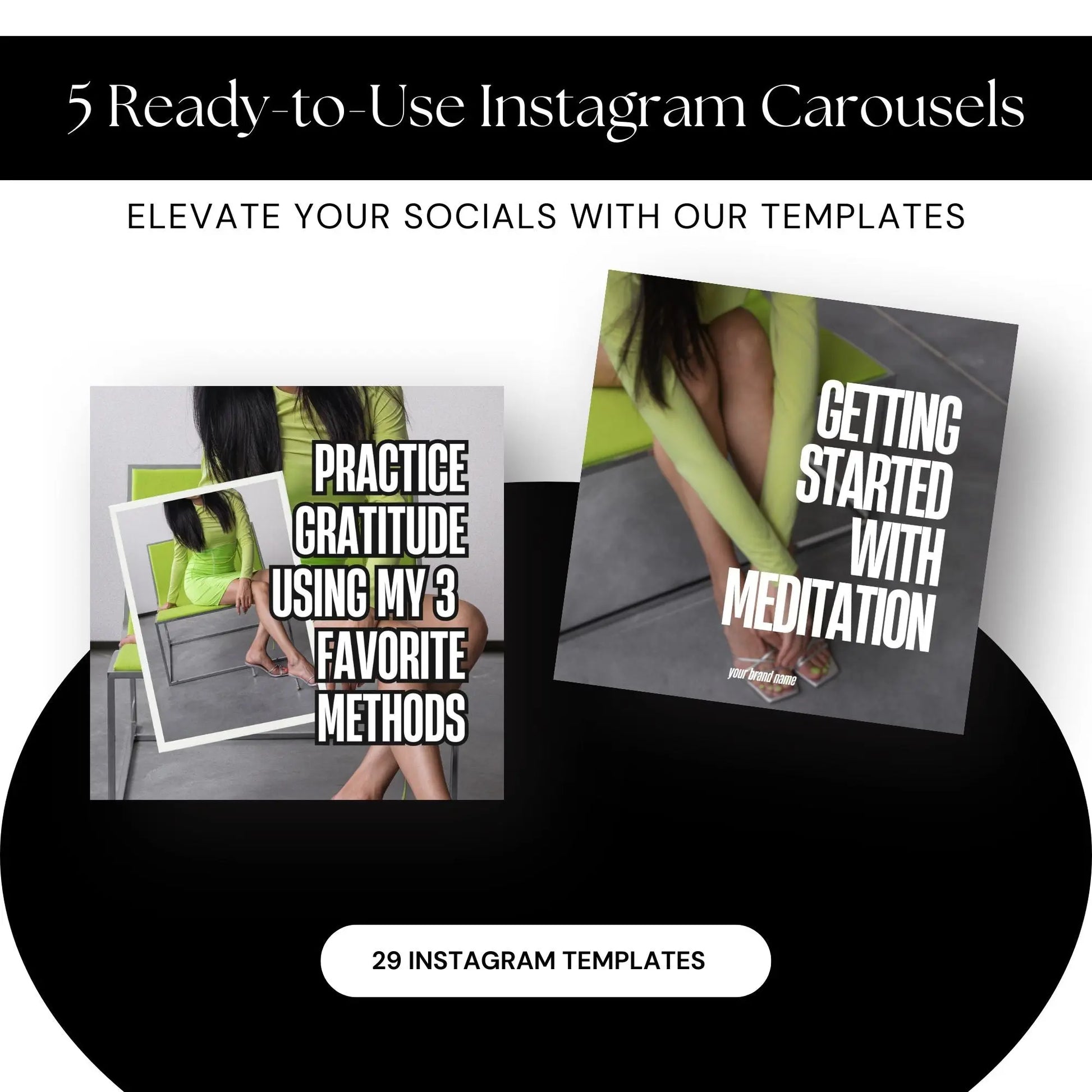 Positivity Pop Carousels – 5 Editable Instagram Canva Templates (MRR & PLR) Boundless PLR