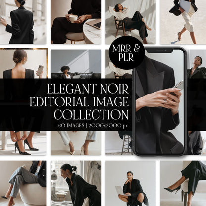 60 Aesthetic Faceless Marketing Stock Photos | Elegant Noir Editorial Collection | MRR & PLR Resell Rights