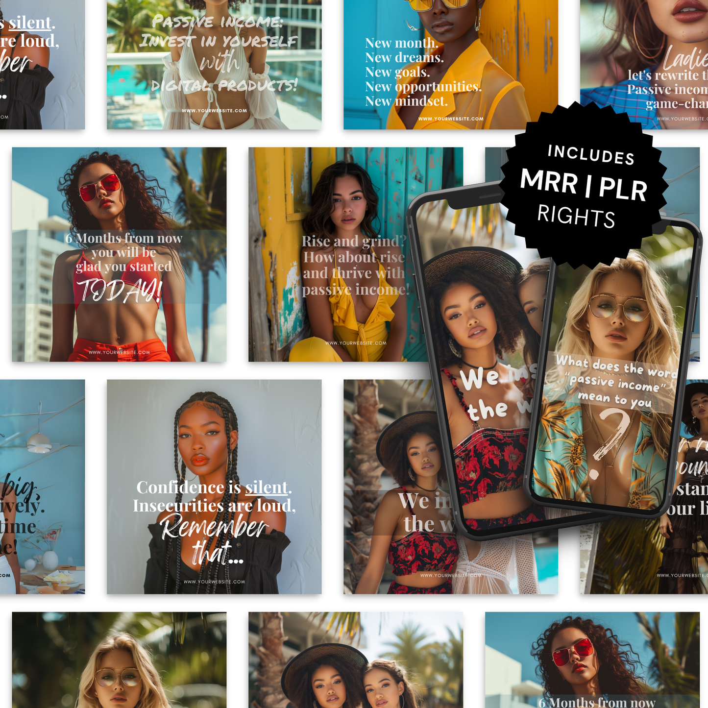 Motivational Instagram Posts, Stories, & Portraits, Empowering Women Canva Templates, Editable Social Media Bundle, PLR + MRR Resell Rights Boundless PLR