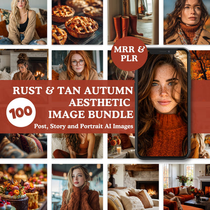Rust & Tan Autumn Aesthetic Image Bundle (300) | Canva | MRR + PLR Resell Rights