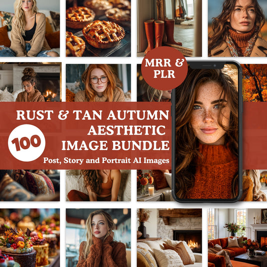 Rust & Tan Autumn Aesthetic Image Bundle (300) | Canva | MRR + PLR Resell Rights