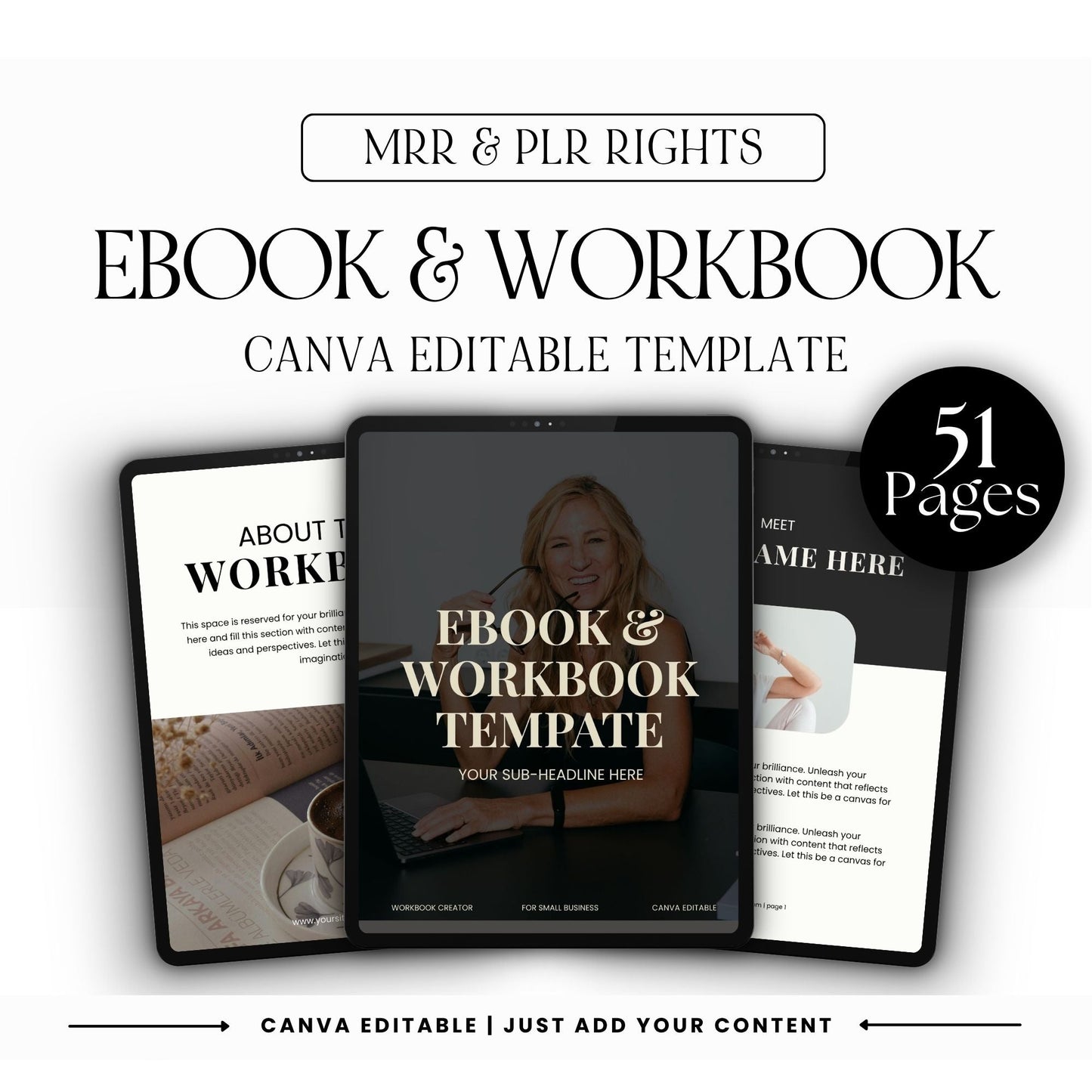 The Content Creator's Ebook Template Bundle | 7 Canva Ebook & Workbook Templates | MRR PLR Resell Rights | Digital Product Sellers Coaches Creators Boundless PLR