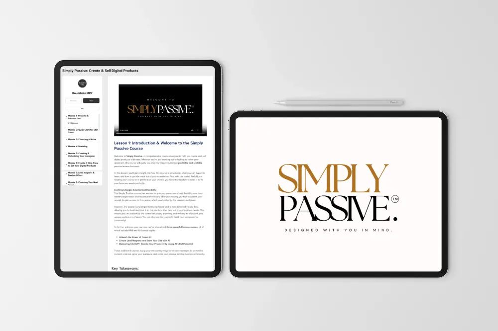 Simply Passive Digital Marketing Course with Master Resell Rights (MRR) & Private Label Rights (PLR) MRR PLR Courses to Sell