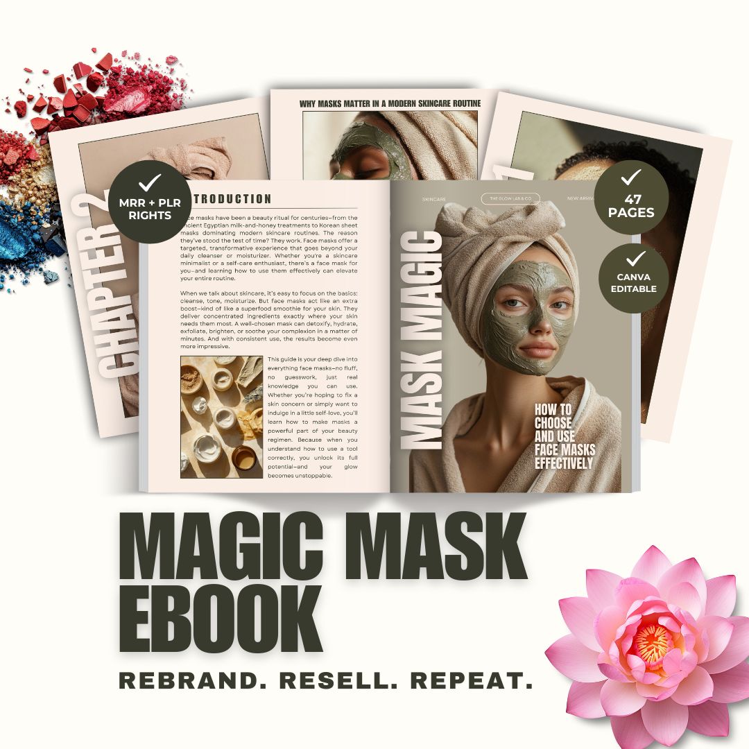 Mask Magic Canva Guide – Editable Skincare eBook with PLR & MRR Resell Rights Boundless PLR