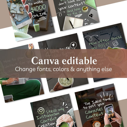 Instagram Scrapbook Carousel Templates (90 Canva Editable) + 400+ Carousel Stickers Bonus | PLR + MRR Rights Boundless PLR