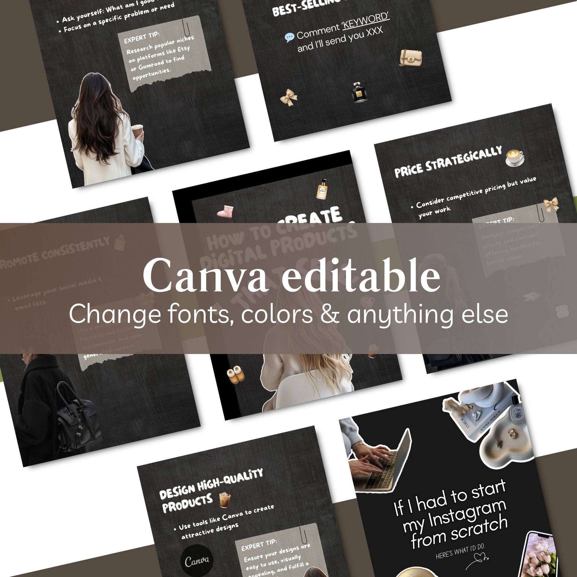 Instagram Scrapbook Carousel Templates (90 Canva Editable) + 400+ Carousel Stickers Bonus | PLR + MRR Rights Boundless PLR