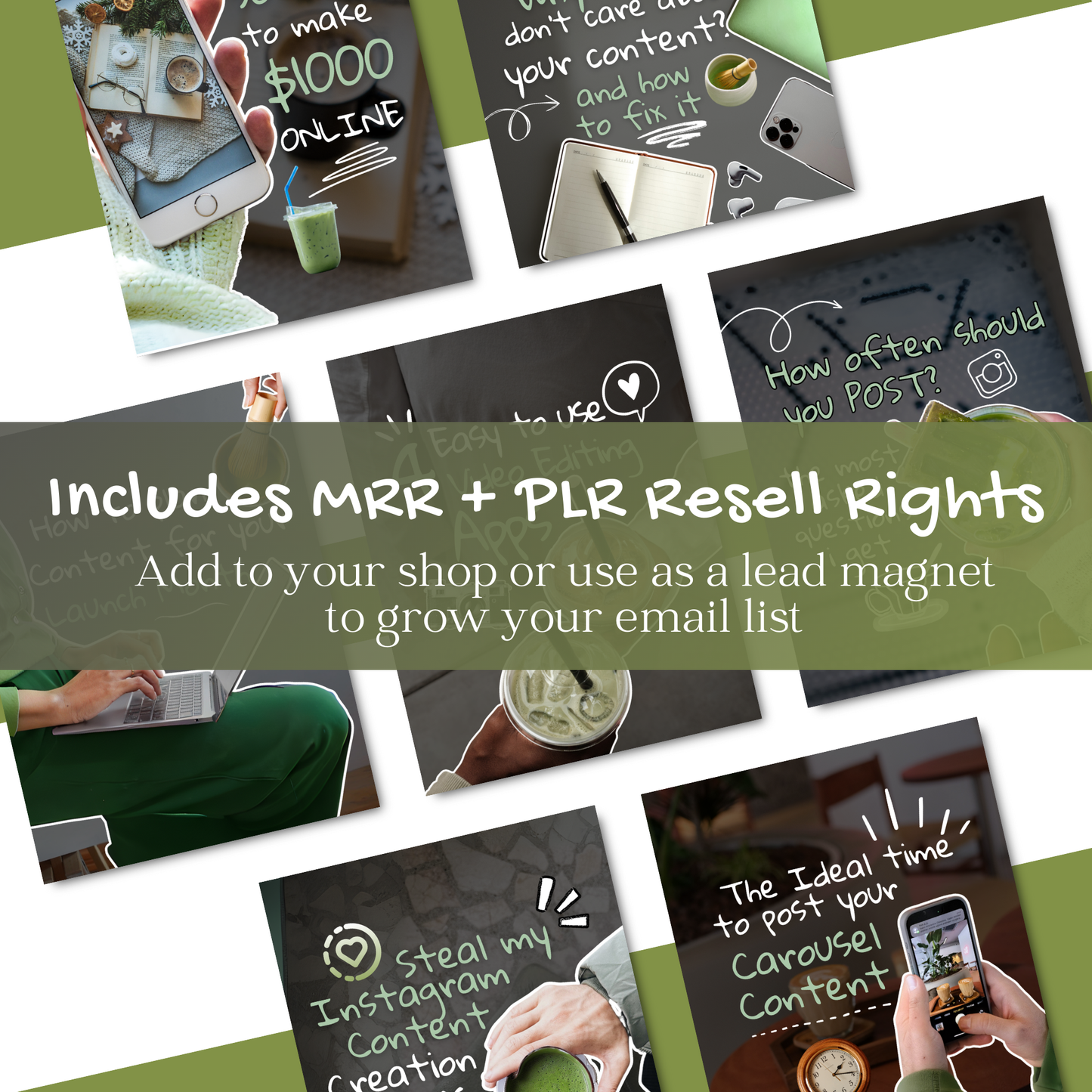 Matcha Instagram Carousel Templates for Canva + MRR & PLR Resell Rights Boundless PLR