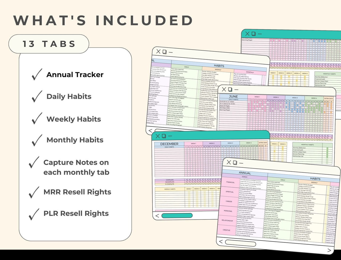 Ultimate Habit Tracker Google Sheets & Goal Planner - PLR MRR Resell Rights Boundless PLR