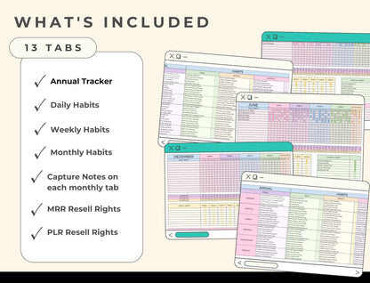 Ultimate Habit Tracker Google Sheets & Goal Planner - PLR MRR Resell Rights Boundless PLR