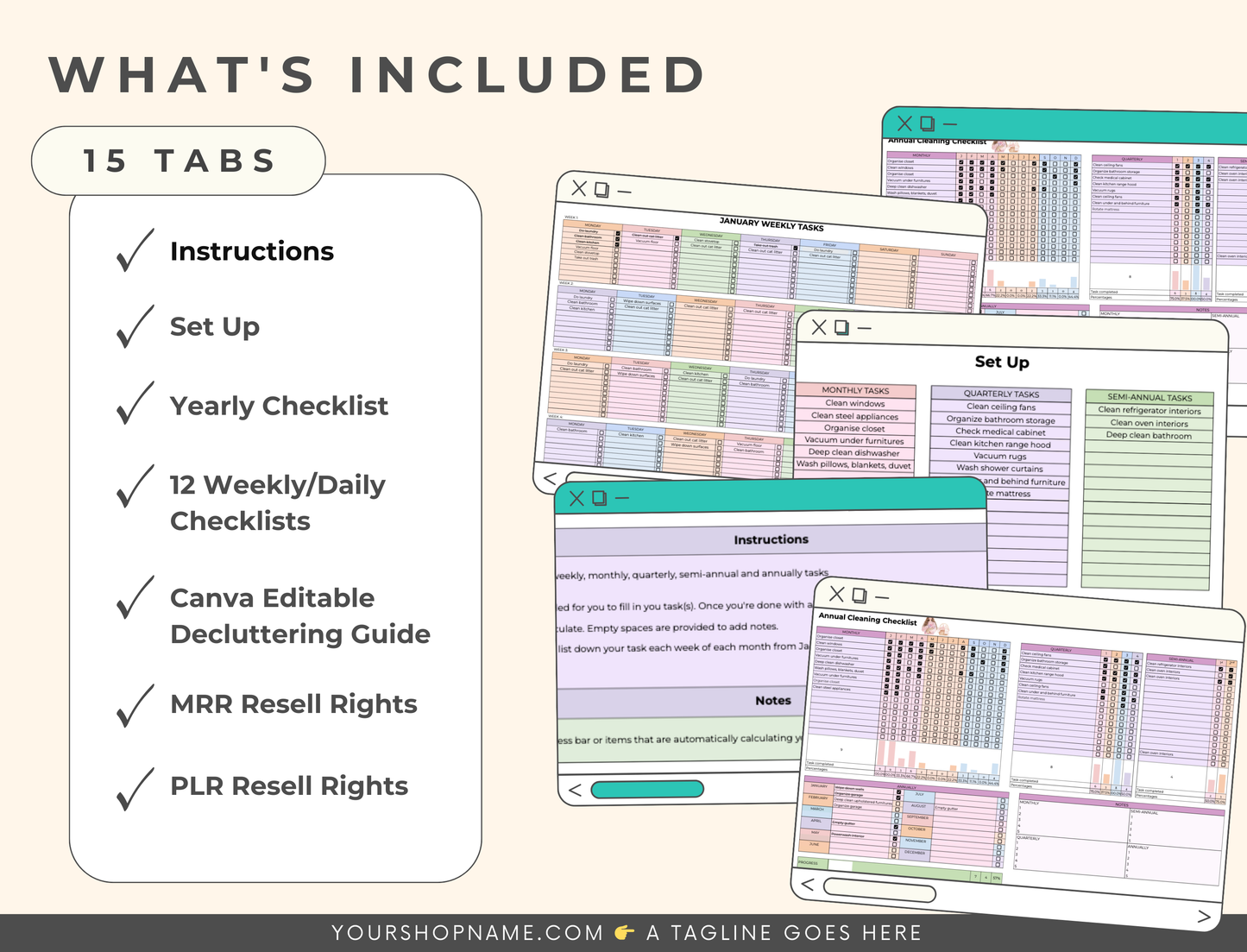 Cleaning Checklist Google Sheets Template | MRR & PLR Resell Rights Boundless PLR