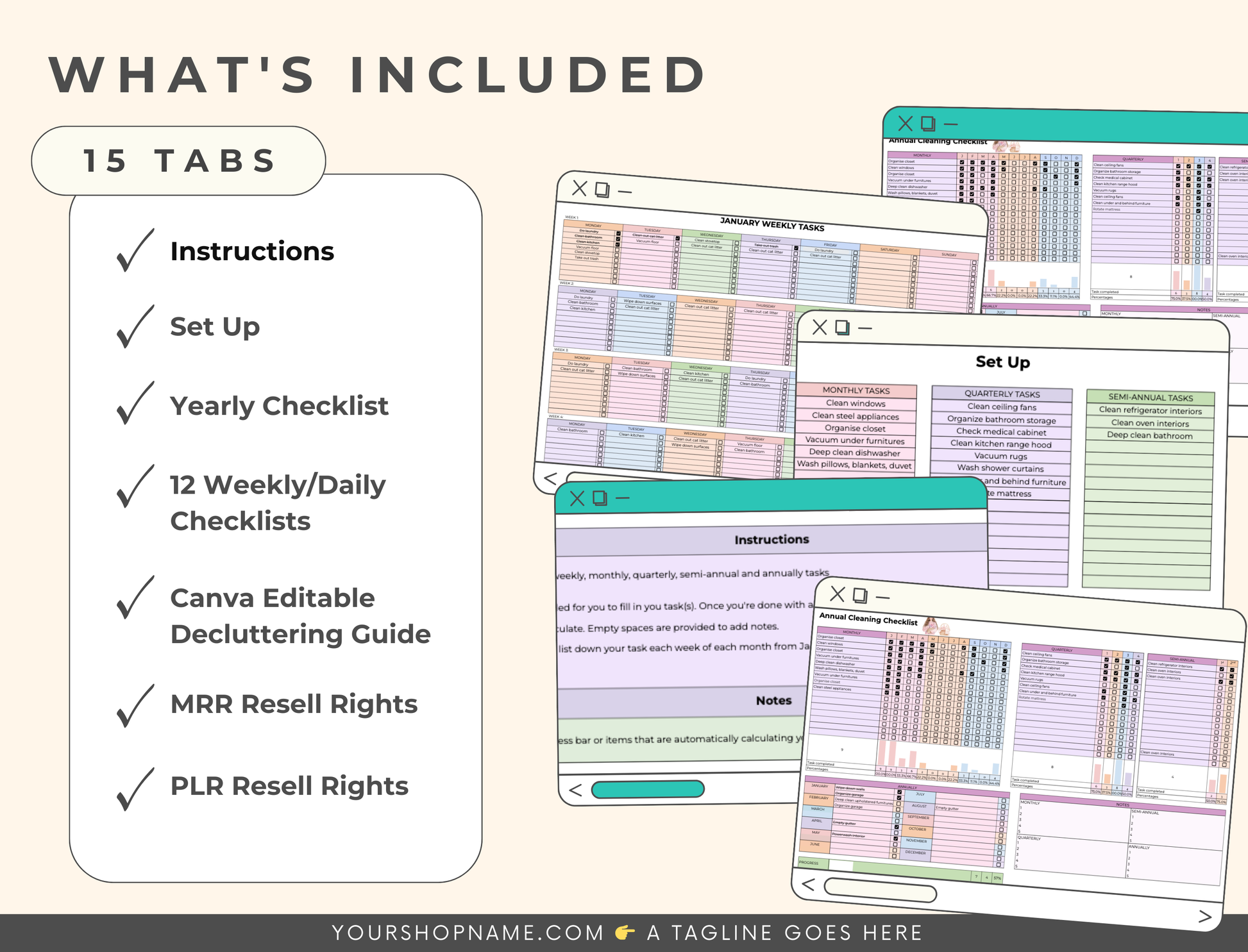 Cleaning Checklist Google Sheets Template | MRR & PLR Resell Rights Boundless PLR