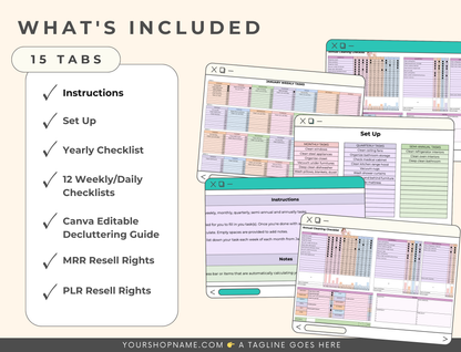 Cleaning Checklist Google Sheets Template | MRR & PLR Resell Rights Boundless PLR