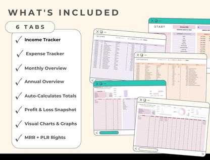 PLR Google Sheets, Simple Bookkeeping Spreadsheet Template with MRR & PLR Resell Rights Boundless PLR