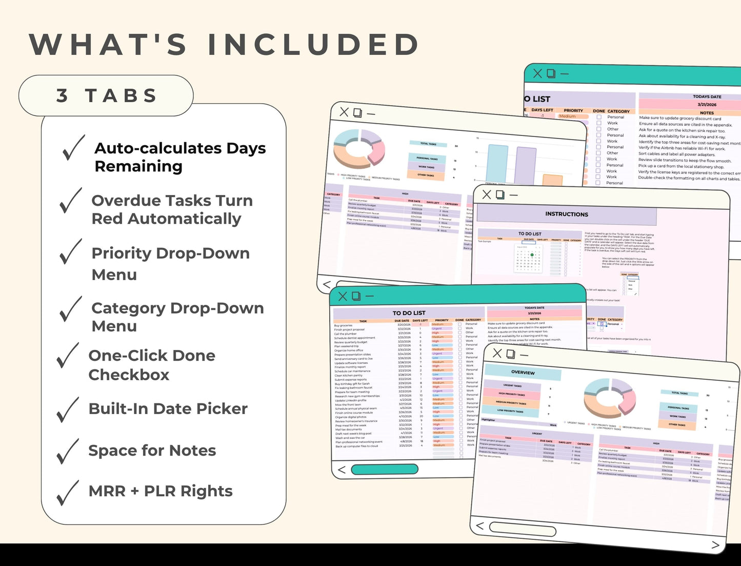Task Tracker Spreadsheet Google Sheets Template, MRR & PLR Resell Rights Boundless PLR