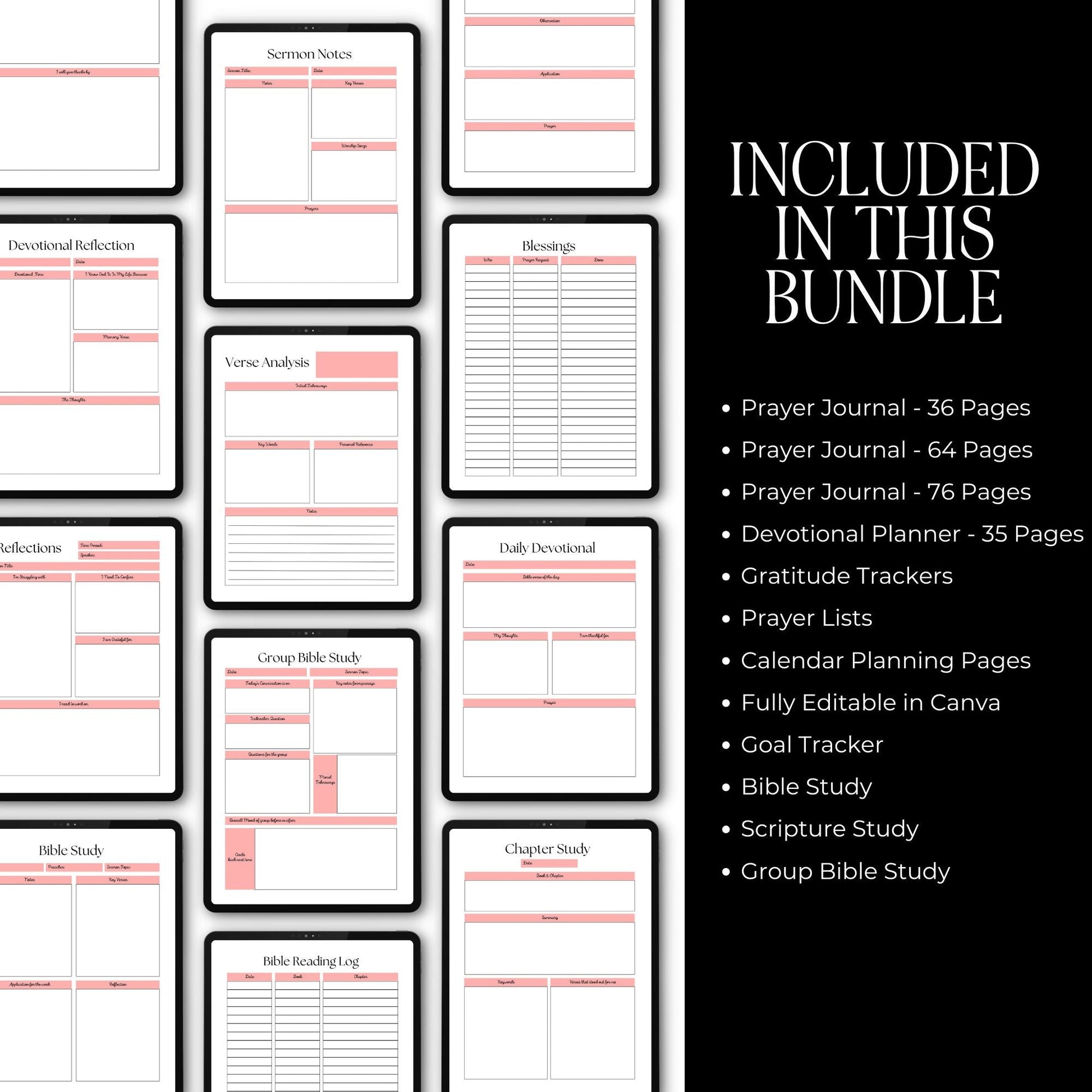 PLR MRR Prayer Journal & Planner Bundle | Black Girl Planner | Resell Rights | Canva Editable Boundless PLR