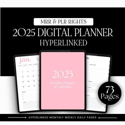 2025 Digital Planner with MRR & PLR Rights | Canva Editable & Hyperlinked