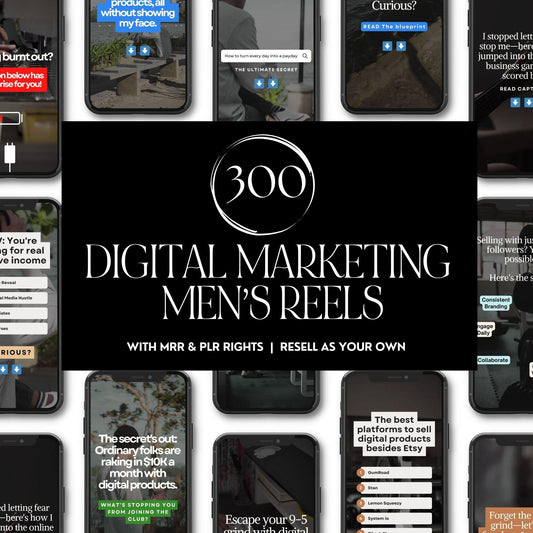 75 DFY Reels for Men + 225 Bonus Faceless Reels | Canva Editable - PLR Instagram Reels & Covers - Boundless PLR